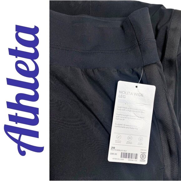 NWT ATHLETA NOLITA WIDE LEG PANTS Stretchy Casual Versatile Black, Size 20 - Picture 8 of 12